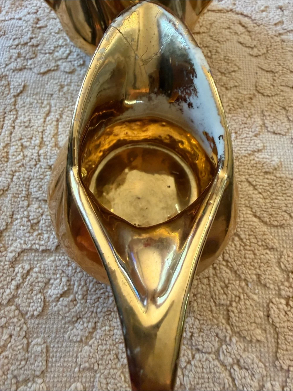 Pair of Decorative Gold Ceramic Creamer and Sugar